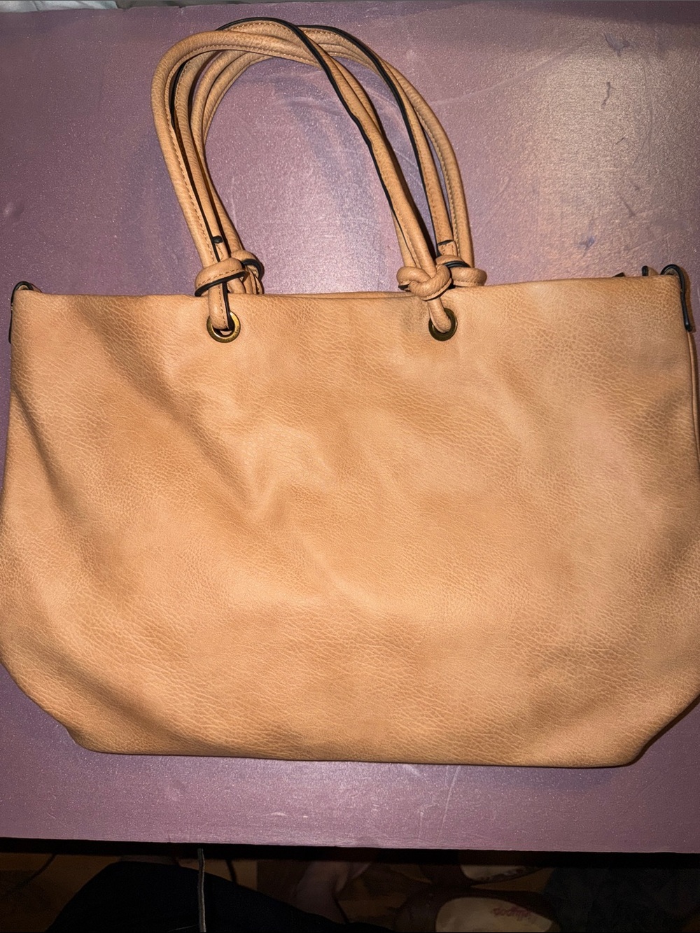 Like New Ampere Creations Tan Charlene Minimalist Vegan Leather Tote Bag